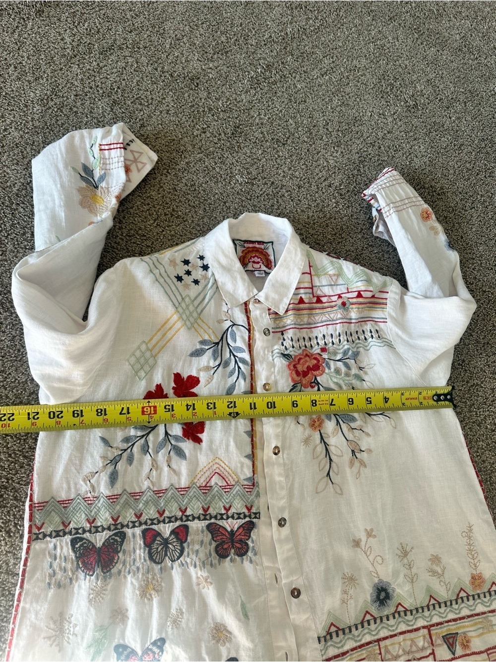 Johnny Was Aravis Linen Embroidered Shirt White Size XS - Picture 13 of 14